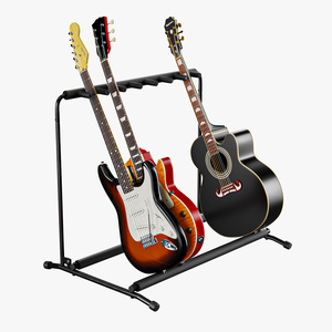 Multiple Guitar Rack Stand with Guitars 3D model