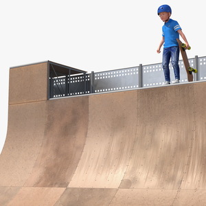 3D Skatepark Ramp and Skateboarder