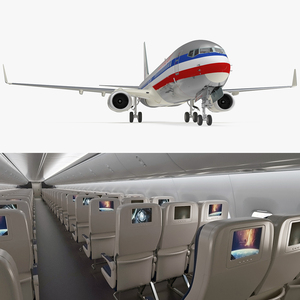 3D American Airlines Boeing 737-900 with Interior Rigged model