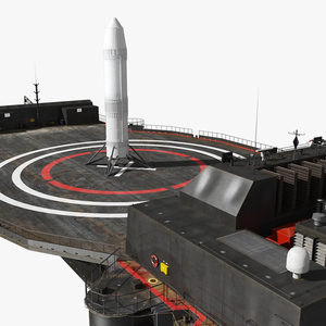 Autonomous Spacecraft Recovery Ship and Space Rocket 3D