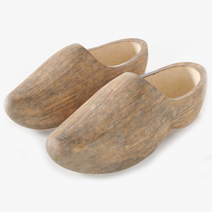 3D model Vintage Wooden Shoes