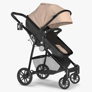 3D Foldable Walking Baby Stroller Beige