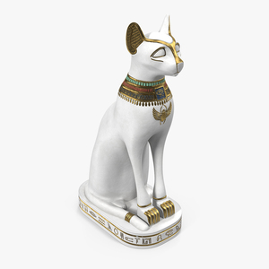 3D model Egyptian Cat Statue White