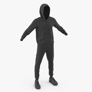 3D Sport Outfit Black with Hood model