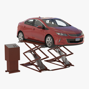 3D Automotive Scissor Lift Generic Rigged and Hybrid Car model