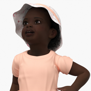 3D Little African Girl in Summer Outfit Rigged model