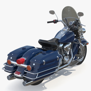 3D Classic Road Motorcycle Blue model