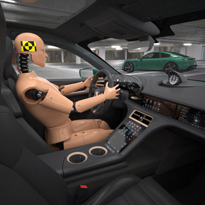 Electric Car Porsche Taycan with Crash Test Dummy 3D model