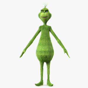 3D model Cartoon Grinch Character with Fur Rigged