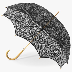 Black Lace Parasol Umbrella 3D