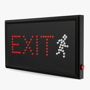 3D model Exit Red LED Light Display OFF