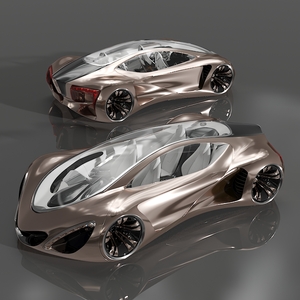 3D Futuristic Concept Car Design Petra Gold Color