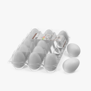 Realistic Egg Tray Packaging with White Eggs 3D model