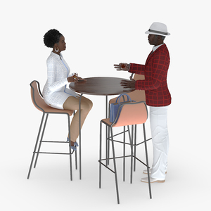 3D model Couple in Casual Outfits at Cafe Setting