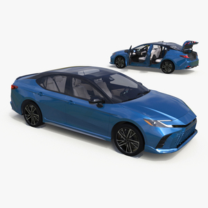 New Redesigned Sedan Blue Rigged 3D