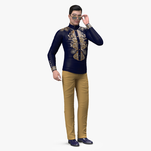 3D Asian Man Fashionable Style Standing Pose