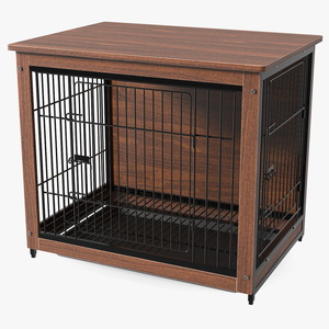 Wooden Crate with Metal Grid for Pets 3D