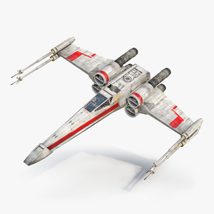 Star Wars X Wing Starfighter Rigged Red 3D model