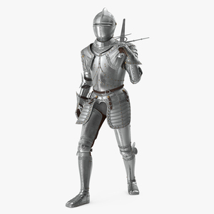 3D model Polished Knight Plate Armor Walking Pose