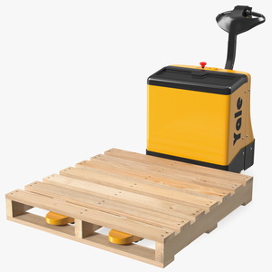 3D Electric Pallet Jack and Wooden Pallet model