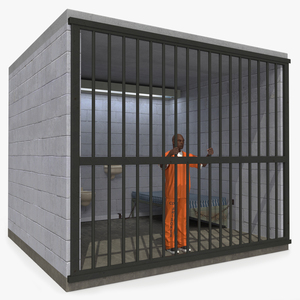 Black Prisoner in Jail Cell 3D