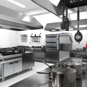 Restaurant Commercial Kitchen Lights On 3D model