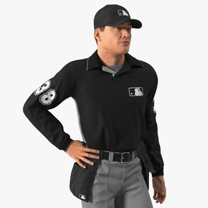 3D Baseball Umpire in Cap Fur Rigged model