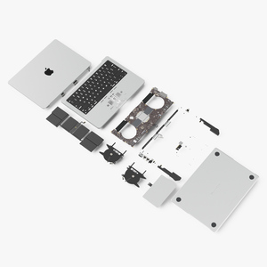 3D Disassembled Components MacBook Pro 14 M2