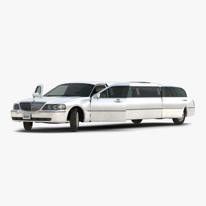 Lincoln Stretch Car Limousine White Rigged 3D