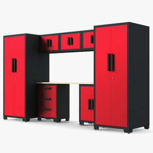 3D Garage Cabinet Red model