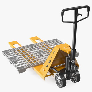 Manual Pallet Jacks with Plastic Pallet 3D model