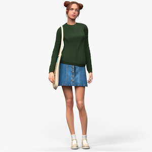 3D model European Woman Street Fashion Style