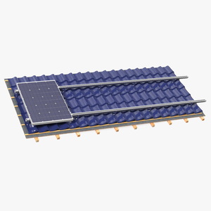 Metal Tile with Solar Panel 3D