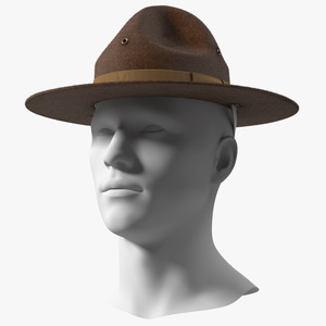 TingTingo Military Campaign Hat Brown on Mannequin Fur 3D model