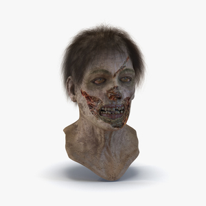 3D Zombie Head with Hair