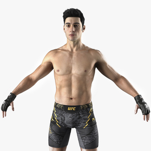 3D UFC MMA Fighter Character A-Pose Fur