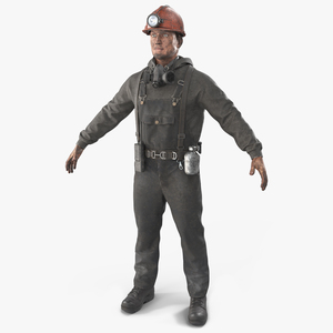 3D Coal Miner A-Pose Fur