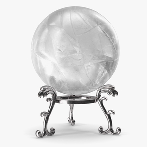 Quartz Crystal Sphere on Silver Stand 3D