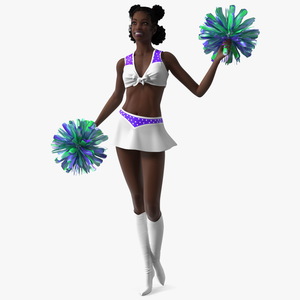 3D Young Black Woman Cheerleader Standing Pose model