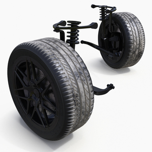 Car Wheel with Suspension and Brake System 3D