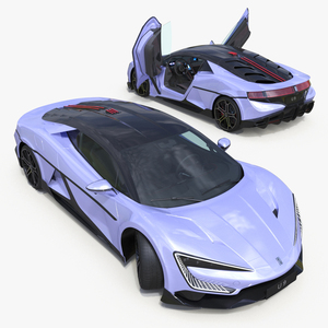 3D BYD Yangwang U9 Violet Supercar Rigged model