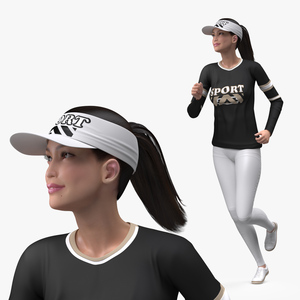 3D model Sportswear Asian Woman Jogging