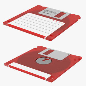 3D Floppy Disk 3 and a Half Inch Red model