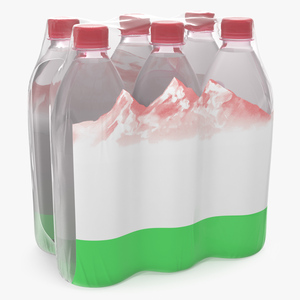 3D Mineral Water 1L Bottle Pack model