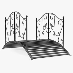 Wrought Iron Garden Bridge Black 3D