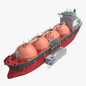 Gas Carrier Ship and LNG Pier 3D model