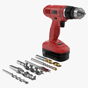 3D model Cordless Drill with Drill Bits