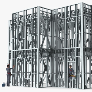 3D model Construction Site With Workers