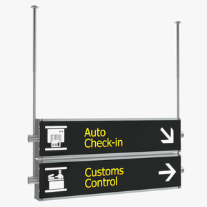 Airport Signs Customs Control 3D model