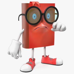 3D model Sad Cartoon Book Red